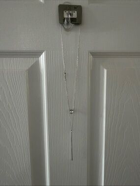 NEW Long Silver Y-Drop Necklace with Bead Accent